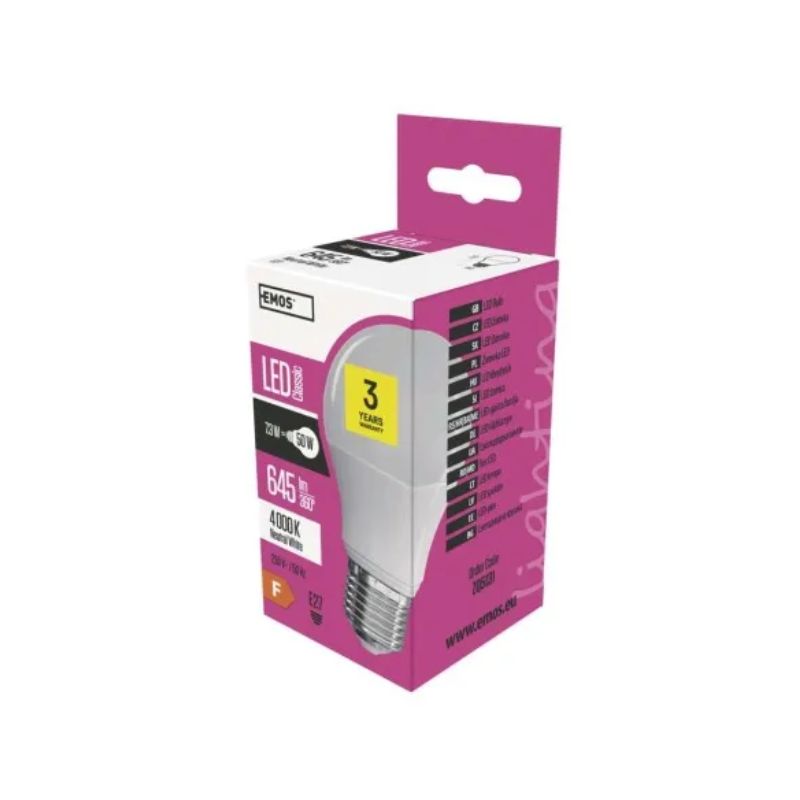 EMOS Żarówka LED CLS A60 7,3W E27 Neutral White ZQ5131