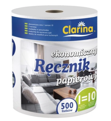RĘCZNIK PAPIER.CLARINA EKONOMICZNY 2 WARSTWOWY 500 LISTKÓW