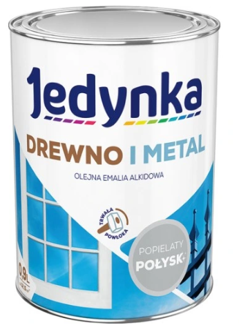 Jedynka Farba Olejna Drewno i Metal Popielaty Połysk 0,9l