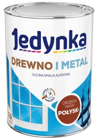 Jedynka Farba Olejna Drewno i Metal Orzech Średni Połysk 0,9l