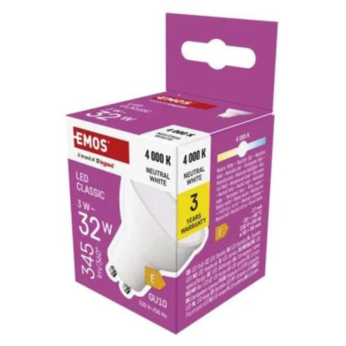 EMOS Żarówka LED CLS  MR16 3W(32W) 345lm GU10 nW ZQ8E13