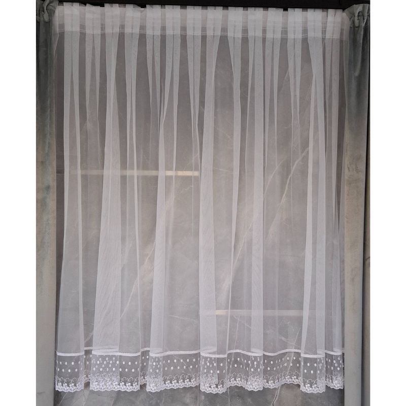 Zestaw Firana Gładka z Gipiurą w Kropki wys.150cm szer.770cm