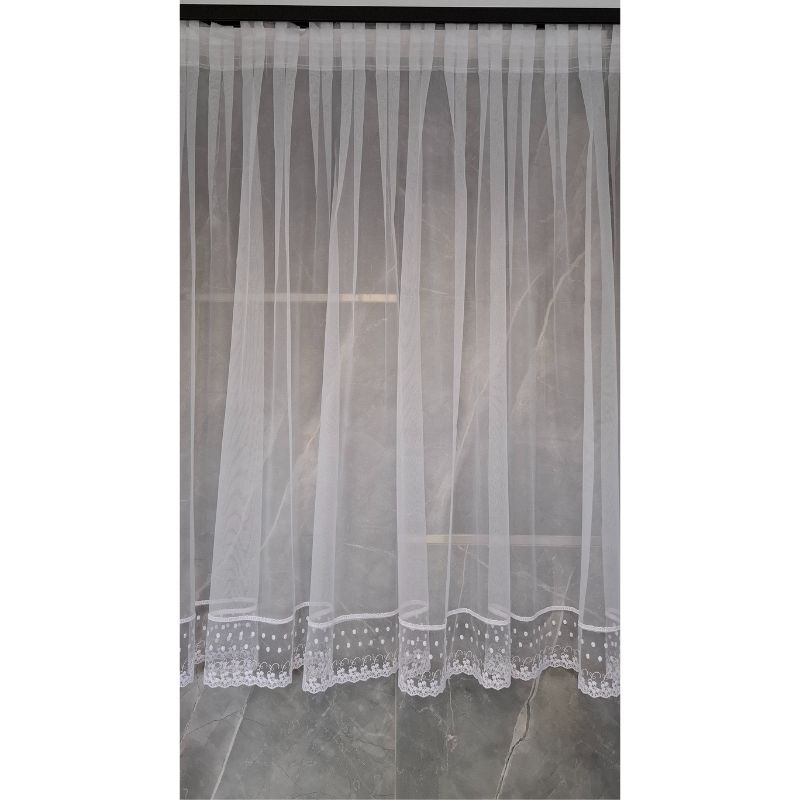Zestaw Firana Gładka z Gipiurą w Kropki wys.150cm szer.770cm