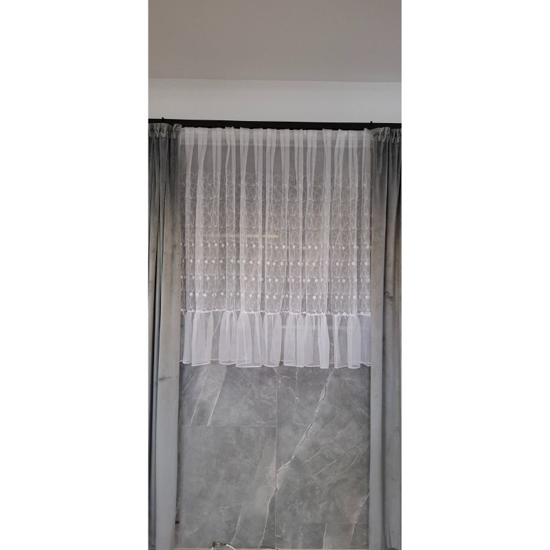 Zestaw Firana z Falbanką wys. 145cm szer. 410cm
