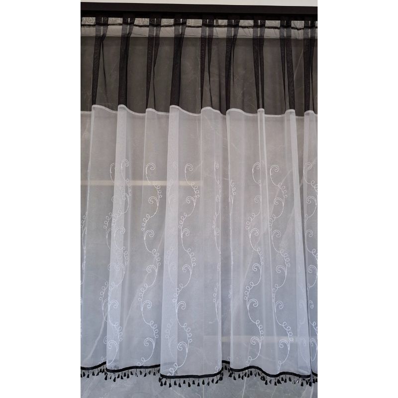 Zestaw Firana Czarno-Biała z Koralikami wys.135cm szer.410cm