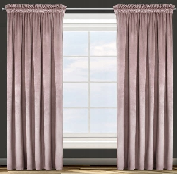 ZASŁONA GOTOWA VELUR VELVET PUDER RÓŻ 1,40X2,50