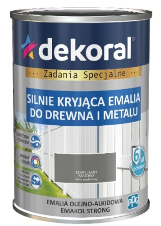 Dekoral Emakol Emalia Drewno Metal Szary Jasny Mat 0.9l
