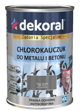 Dekoral Chlorokauczuk Emalia Szary Średni  RAL 7010 0,9l