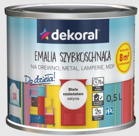 Dekoral Akrylux Emalia Białe Szaleństwo Biała Satyna 0,9l