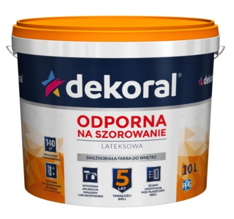 Dekoral Lateksowa Śnieżnobiała 10l "Akrylit W" Farba