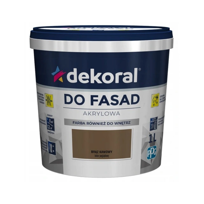Dekoral Farba Fasadowa Polinit Brąz Kawowy 1L KONIEC