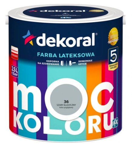 Dekoral Moc Koloru Szary Klasyczny 2.5l Akrylit W Farba