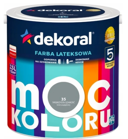 Dekoral Moc Koloru Srebrzysta Szarość 2,5l Akrylit W Farba